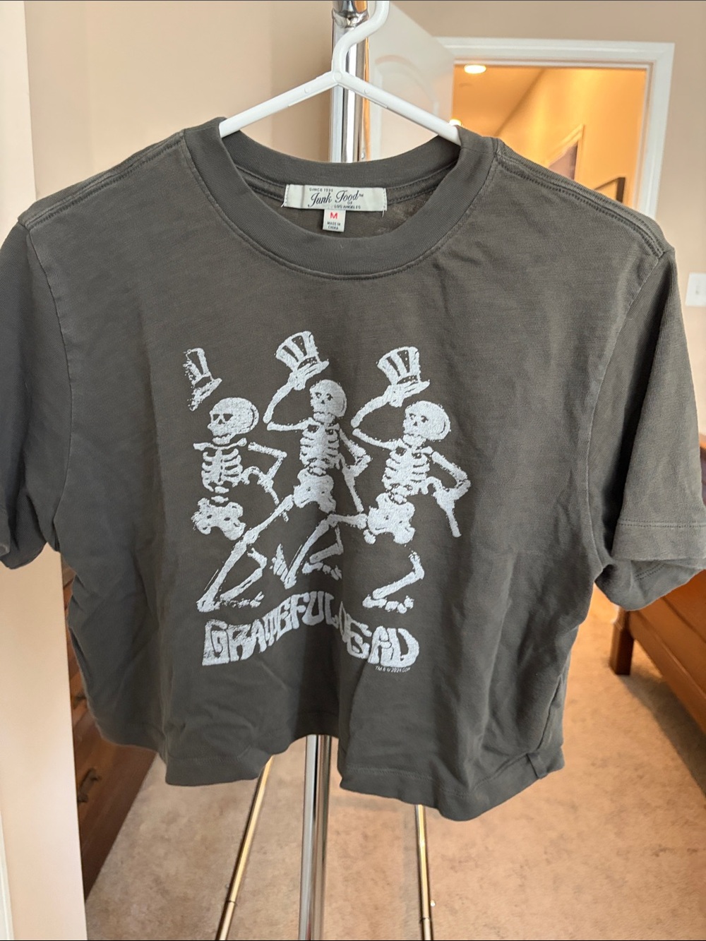 Grateful Dead Cropped Gray Graphic Tee -